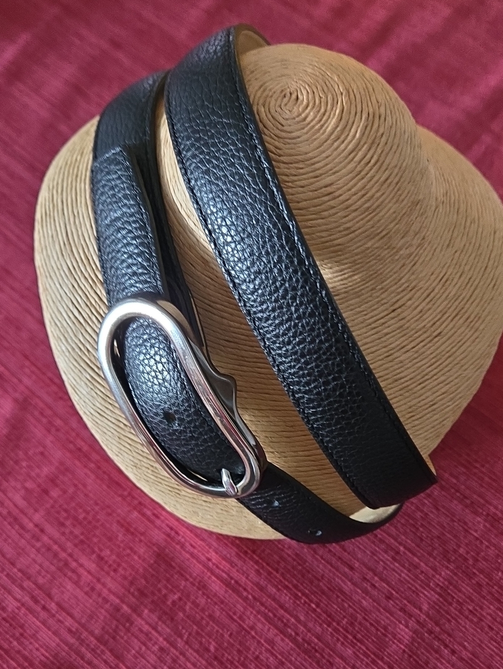 Longchamp Black Pebbled Leather Belt